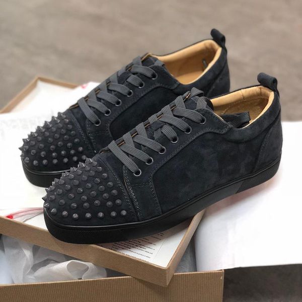designer sneakers red bottom spikes flat velours suede sneakers iron grey men trainers 100% real leather party shoes us 5-12.5, Black
designer sneakers red bottom spikes flat velours suede sneakers iron grey men trainers 100% real leather party shoes us 5-12.5, Black