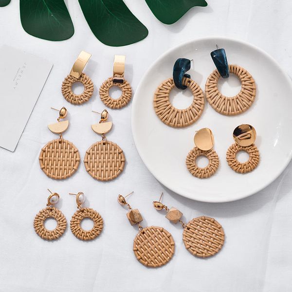 bohemian handmade rattan straw weave geometric knit vine drop earrings for women korea earring party jewelry wholesale, Silver
bohemian handmade rattan straw weave geometric knit vine drop earrings for women korea earring party jewelry wholesale, Silver