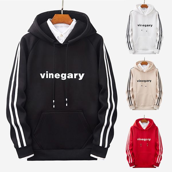 men's sports hoodides pure color stripe stitching comfortable guards blouse sweatshirt pullover couple hoodies retro sweatshirts, Black
men's sports hoodides pure color stripe stitching comfortable guards blouse sweatshirt pullover couple hoodies retro sweatshirts, Black