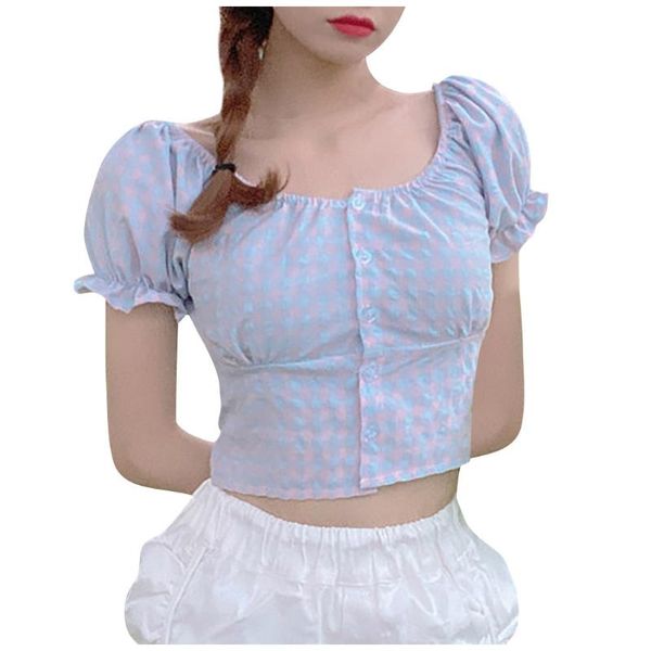 women's tanks camis fashion lady women plaid print short sleeve korean style casual t-shirt blouse girls tees clothing, White
women's tanks camis fashion lady women plaid print short sleeve korean style casual t-shirt blouse girls tees clothing, White