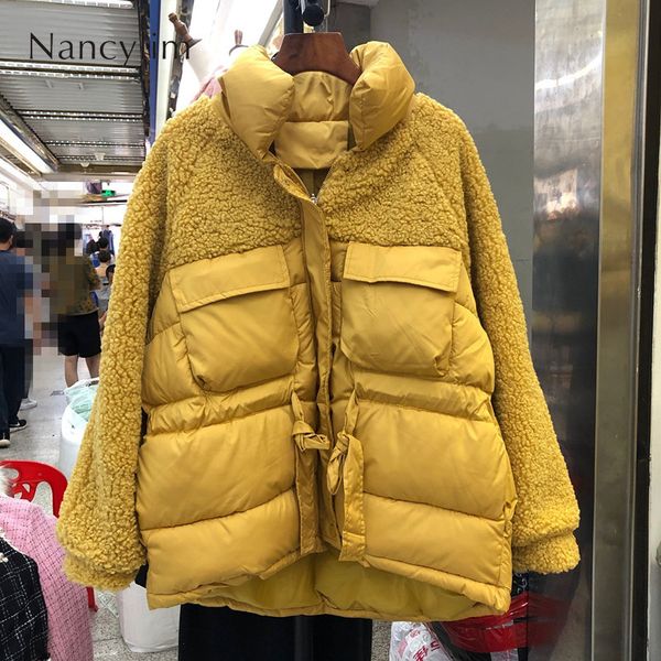lamb parka woman winter cottom padded new faux lamb wool spliced cotton clothes women's warm stand collar jacket students, Black
lamb parka woman winter cottom padded new faux lamb wool spliced cotton clothes women's warm stand collar jacket students, Black