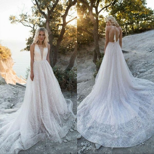 a-line wedding dresses luxury beading dresses beach sheer v neck open back sequined sweep train wedding dress bridal gowns, White
a-line wedding dresses luxury beading dresses beach sheer v neck open back sequined sweep train wedding dress bridal gowns, White