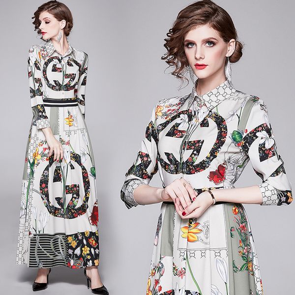new luxury fashion printed designer dress plus size women's long sleeve pleated ladies runway dresses classic casual office shirt dress, Black;gray
new luxury fashion printed designer dress plus size women's long sleeve pleated ladies runway dresses classic casual office shirt dress, Black;gray