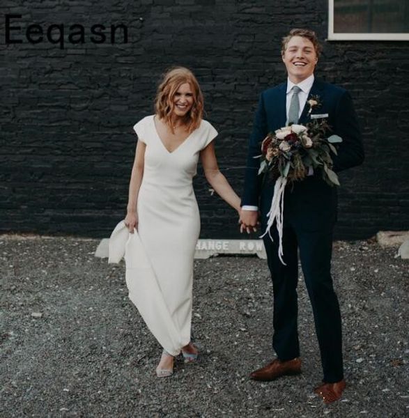 2019 plain bohemian mermaid wedding dresses v neck cap sleeve sweep train garden country beach boho bridal gowns robe de mariée plus size, White
2019 plain bohemian mermaid wedding dresses v neck cap sleeve sweep train garden country beach boho bridal gowns robe de mariée plus size, White