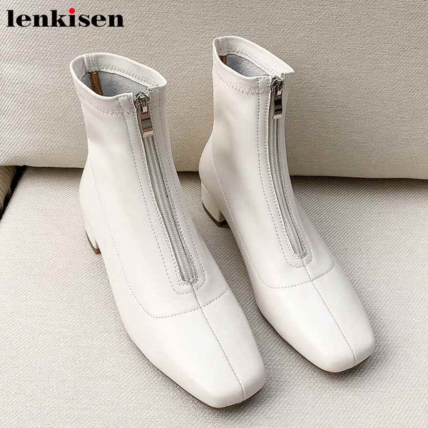 lenkisen new winter keep warm fashion soft genuine leather boots square toe med heels front zipper solid women ankle boots l77, Black
lenkisen new winter keep warm fashion soft genuine leather boots square toe med heels front zipper solid women ankle boots l77, Black