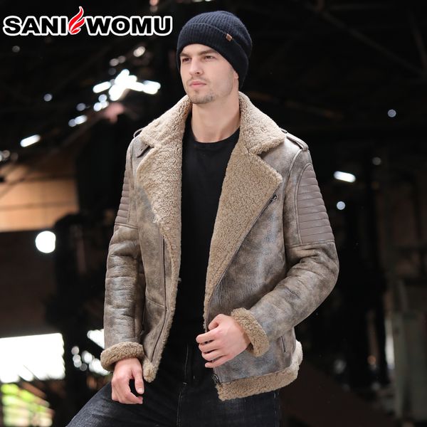 оригинал real овчины меховой shearling шинель для мужской короткий локомотивного дождевик из натуральной кожи толстый теплый turn воротник, Black 
оригинал real овчины меховой shearling шинель для мужской короткий локомотивного дождевик из натуральной кожи толстый теплый turn воротник, Black