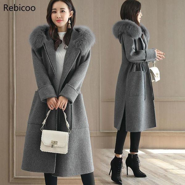 fashion solid women long woolen coat slim zippers women's jacket pockets fur collar blue cashmere coat and jacket, Black
fashion solid women long woolen coat slim zippers women's jacket pockets fur collar blue cashmere coat and jacket, Black