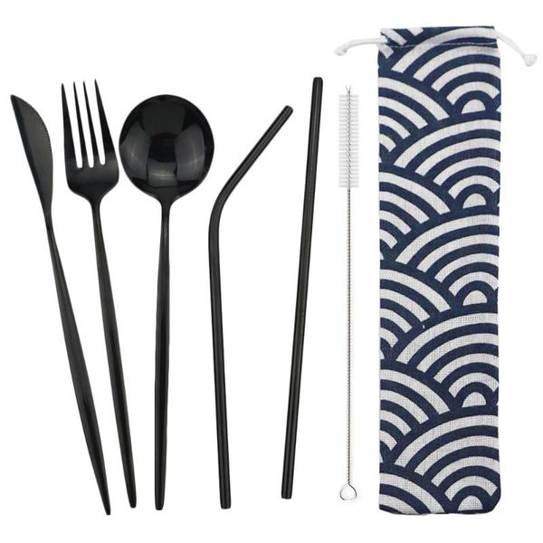 dinnerware sets black portable cutlery 18/10 stainless steel flatware set knife spoon fork straw with cloth pack dinner for travel picnic
dinnerware sets black portable cutlery 18/10 stainless steel flatware set knife spoon fork straw with cloth pack dinner for travel picnic
