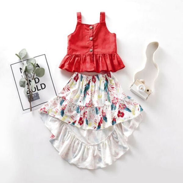 boutique girl clothes 2019 summer toddler kids baby girls clothes casual button vest +floral skirts 2pcs outfits set, White
boutique girl clothes 2019 summer toddler kids baby girls clothes casual button vest +floral skirts 2pcs outfits set, White