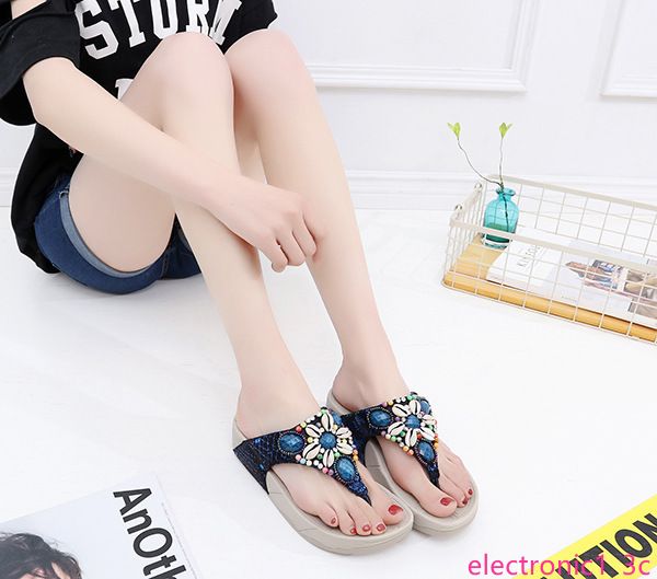 foot sandals flip flops bohemian soft bottom new slippers womens summer beach resort, Black;green
foot sandals flip flops bohemian soft bottom new slippers womens summer beach resort, Black;green