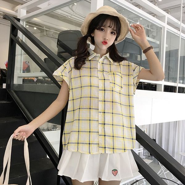 short casual size women polo plus shirt sleeve shirt plaid womens blouse pocket collar women clothing kjtvw
short casual size women polo plus shirt sleeve shirt plaid womens blouse pocket collar women clothing kjtvw