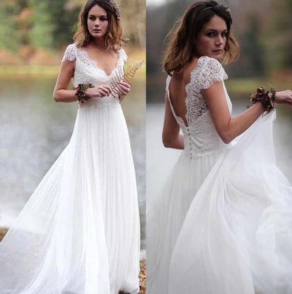 bohemian lace tulle wedding dresses cap sleeves v-neck summer beach bridal gowns country mariage vestido de noiva simple bm1654, White
bohemian lace tulle wedding dresses cap sleeves v-neck summer beach bridal gowns country mariage vestido de noiva simple bm1654, White