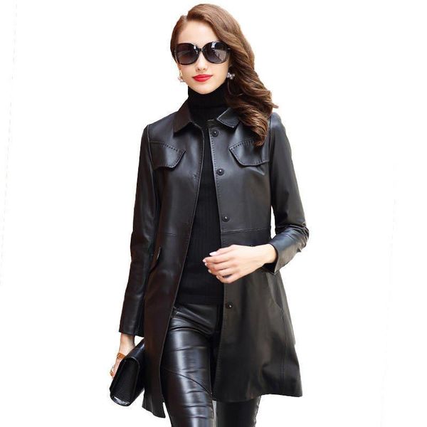 2019 autumn winter woman fashion slim real leather coat with belt female elegant natural sheepskin coat jaqueta feminina r283, Black
2019 autumn winter woman fashion slim real leather coat with belt female elegant natural sheepskin coat jaqueta feminina r283, Black