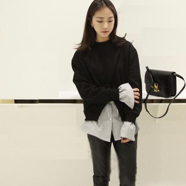 2020 autumn spring korea easy stripe split joint false twinset head sweater woman fashion long sleeve shirt ah796, White
2020 autumn spring korea easy stripe split joint false twinset head sweater woman fashion long sleeve shirt ah796, White