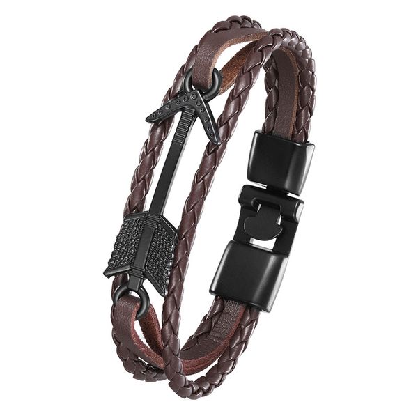 beaded, strands 2021 men's fashion leather bracelet alloy arrow shaped multi-layer braided rope men and women, Black
beaded, strands 2021 men's fashion leather bracelet alloy arrow shaped multi-layer braided rope men and women, Black