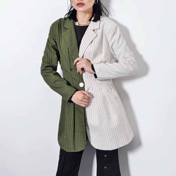 yalee new fashion 2019 summer autumn contrast color striped notched collar long sleeve button loose coat single suit woman a877, White;black 
yalee new fashion 2019 summer autumn contrast color striped notched collar long sleeve button loose coat single suit woman a877, White;black