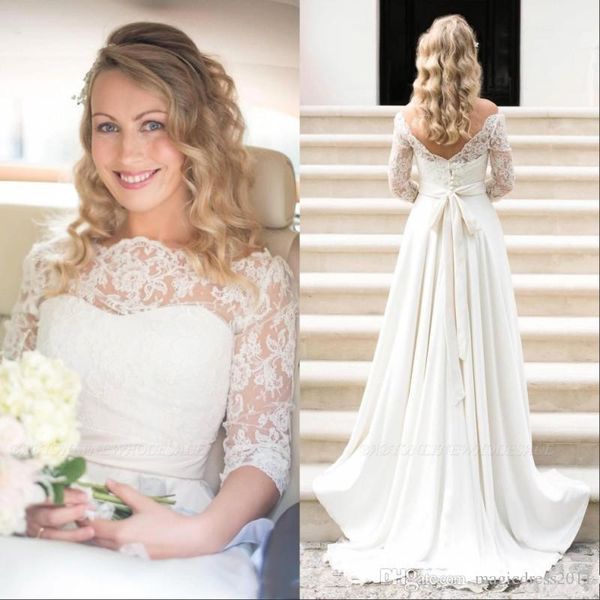 new elegant white a line wedding dress lace applique 1/2 sleeves illusion lace bateau neck v back bridal gowns vestidos de mariee
new elegant white a line wedding dress lace applique 1/2 sleeves illusion lace bateau neck v back bridal gowns vestidos de mariee