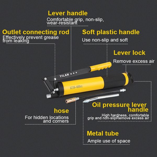 grease gun 600cc 10000psi hand pressure heavy high pressure anti-skid abrasion resistance grease gun heavy vehicle repair parts
grease gun 600cc 10000psi hand pressure heavy high pressure anti-skid abrasion resistance grease gun heavy vehicle repair parts