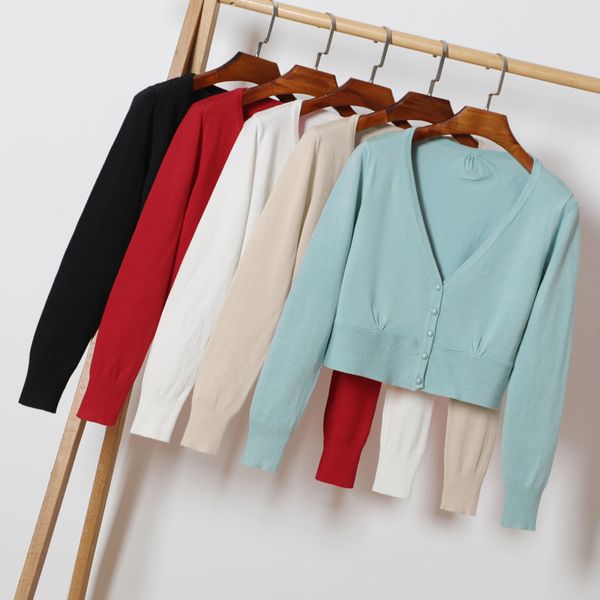 size -xxl spring autumn women knitting full sleeve deep v-neck short sweaters cardigans female knitted soft cardigan for woman, White
size -xxl spring autumn women knitting full sleeve deep v-neck short sweaters cardigans female knitted soft cardigan for woman, White