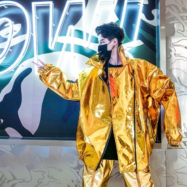 spring autumn men street hip hop punk rock shiny jacket oversized coat nightclub dj singer stage costume gold silver color, Tan;black
spring autumn men street hip hop punk rock shiny jacket oversized coat nightclub dj singer stage costume gold silver color, Tan;black