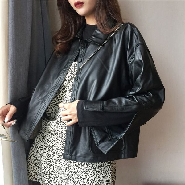 leather clothing women simple casual pu leather jacket autumn jacket outside suit female black punk bomber cool
leather clothing women simple casual pu leather jacket autumn jacket outside suit female black punk bomber cool