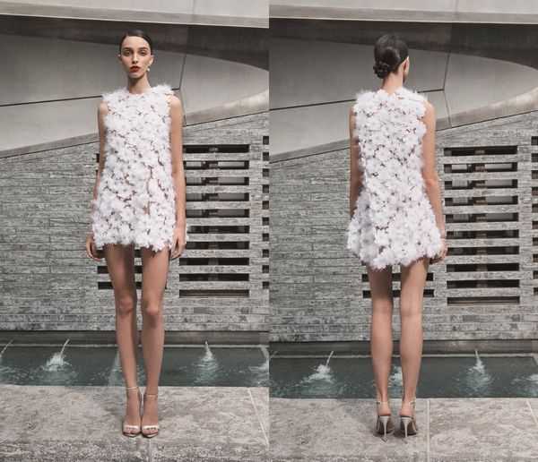 2019 naeem khan short wedding dresses jewel neck lace 3d floral appliqued mini bridal gowns a line sweep train boho wedding dress, White
2019 naeem khan short wedding dresses jewel neck lace 3d floral appliqued mini bridal gowns a line sweep train boho wedding dress, White