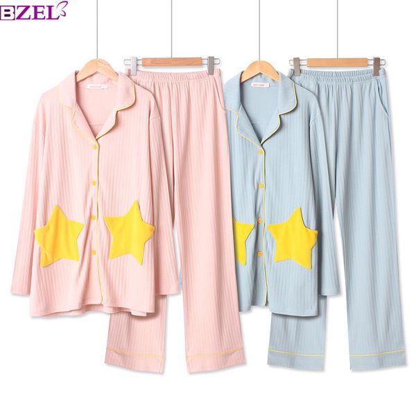 spring new ladies lovely sleepwear cotton pajamas set cute star long sleeve and pants 2 piece set loose sweet homewear comfort, Blue;gray
spring new ladies lovely sleepwear cotton pajamas set cute star long sleeve and pants 2 piece set loose sweet homewear comfort, Blue;gray