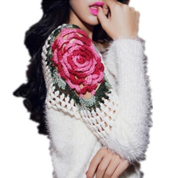 ladies casual short pullover sweaters women 3d flowers sweater spring winter pullovers sweater, White;black
ladies casual short pullover sweaters women 3d flowers sweater spring winter pullovers sweater, White;black