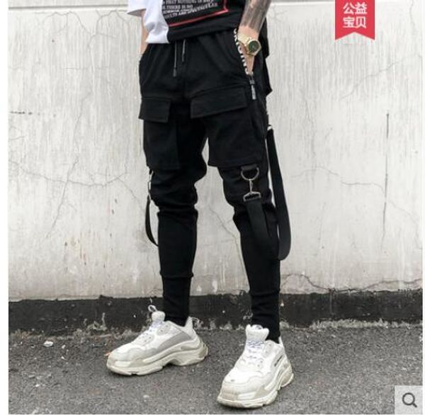 men's pants 2021 hiphop male european and american street spring autumn personality feet overalls, Black
men's pants 2021 hiphop male european and american street spring autumn personality feet overalls, Black