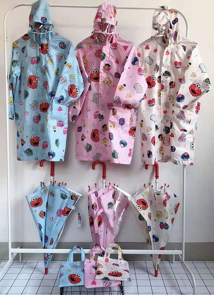children's boys and girls babies with schoolbag hat raincoats