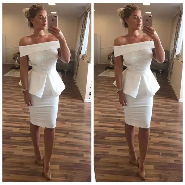 2021 short prom dresses with peplum knee length cocktail party gowns sequins off shoulder maid of honor dress, Black
2021 short prom dresses with peplum knee length cocktail party gowns sequins off shoulder maid of honor dress, Black