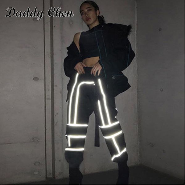 shining reflective cargo pants women casual harem pants 2019 black sweatpants ladies wild belt decoration active wear, Black;white
shining reflective cargo pants women casual harem pants 2019 black sweatpants ladies wild belt decoration active wear, Black;white