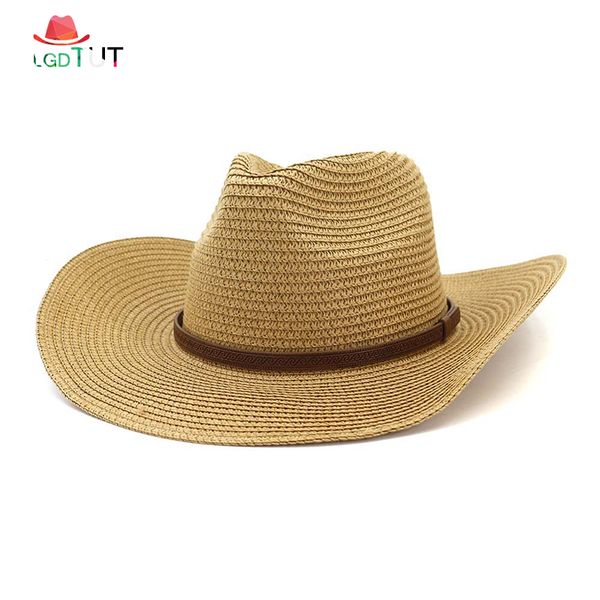 

2019 summer sun hats cowboy hat men jazz beach straw hat beach sun visor caps panama men summer caps, Blue;gray