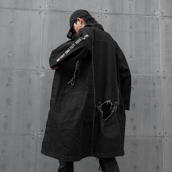 men clothes autumn big destroy hole long trench coat male streetwear hip hop punk loose casual windbreaker jacket outerwear, Tan;black
men clothes autumn big destroy hole long trench coat male streetwear hip hop punk loose casual windbreaker jacket outerwear, Tan;black