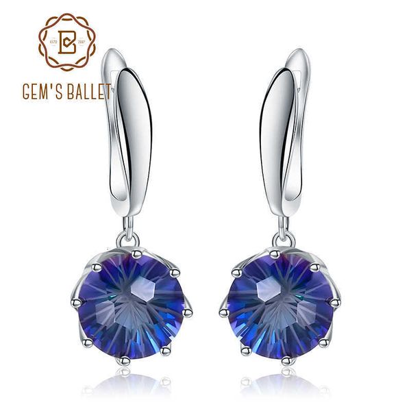 gem's ballet classic natural rainbow mystic quartz earrings 925 sterling silver drop earrings for women engagement fine jewelry cj19120, Golden