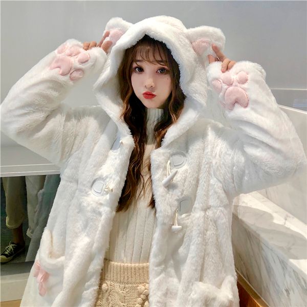 winter young girl coat japanese soft sister style cute cat claw hooded ears horn buckle plus velvet thicken long sleeve outwear, Black
winter young girl coat japanese soft sister style cute cat claw hooded ears horn buckle plus velvet thicken long sleeve outwear, Black