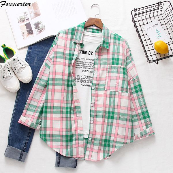 womne fashion plaid shirt 2019 spring autumn female long sleeve blouse koren loose girl and boy shirt coat camisa feminina, White
womne fashion plaid shirt 2019 spring autumn female long sleeve blouse koren loose girl and boy shirt coat camisa feminina, White