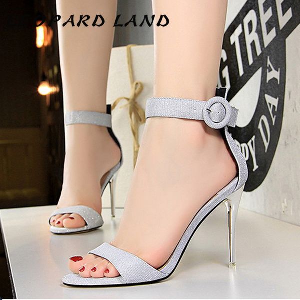 leopard land 9.5cm fashion metal heel high heel shiny word with small belt buckle open toe women summer sandals high heels ds, Black
leopard land 9.5cm fashion metal heel high heel shiny word with small belt buckle open toe women summer sandals high heels ds, Black