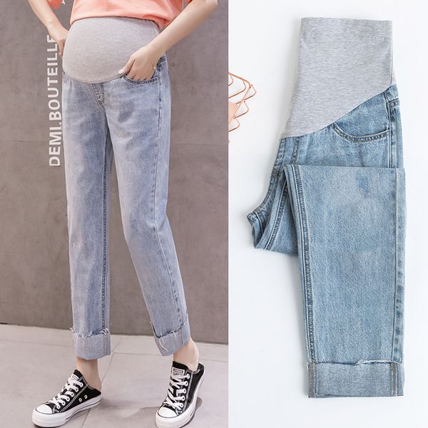8899# maternity pants cowboy summer maternity jeans belly support straight pants wide-legged elastic waist trousers, White
8899# maternity pants cowboy summer maternity jeans belly support straight pants wide-legged elastic waist trousers, White