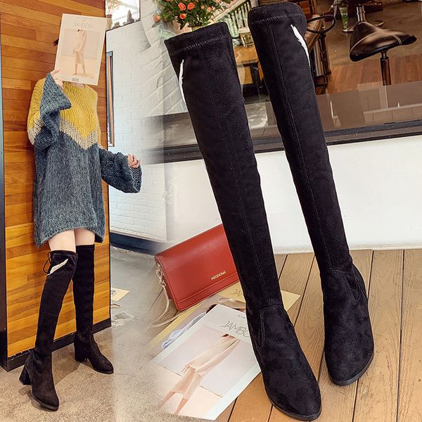 winter over the knee high boots women square heel pointed toe botas ladies shoes woman short plush keep warm socks boots mujer, Black
winter over the knee high boots women square heel pointed toe botas ladies shoes woman short plush keep warm socks boots mujer, Black