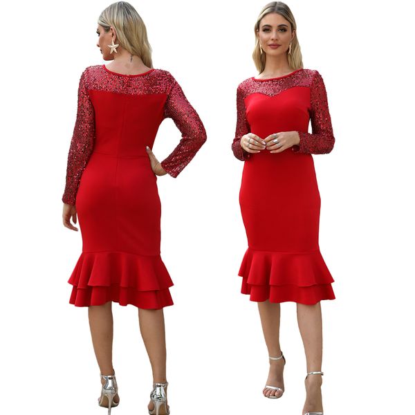 designer women clothes patchwork sequined dresses elegant red ruffles sequined mermaid dress elegant o neck celebrate party vetidos, Black;gray
designer women clothes patchwork sequined dresses elegant red ruffles sequined mermaid dress elegant o neck celebrate party vetidos, Black;gray