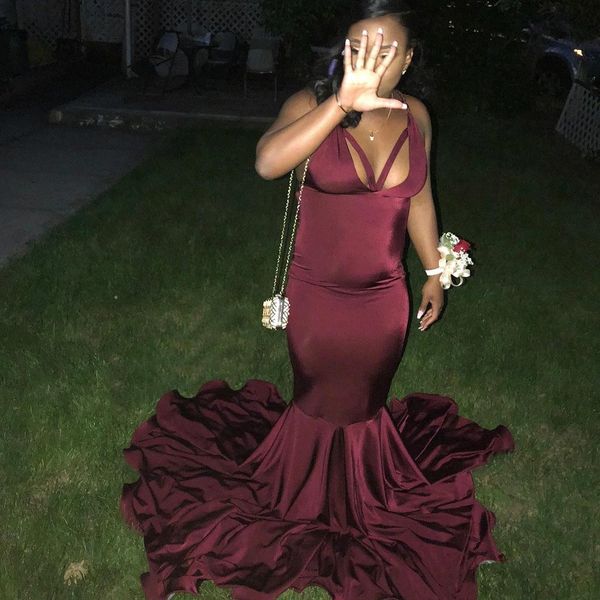 african black girls prom dresses satin burgundy mermaid long formal gowns ruffles party wear robe de soiree
african black girls prom dresses satin burgundy mermaid long formal gowns ruffles party wear robe de soiree