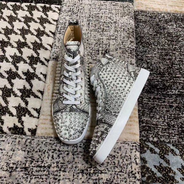 fashion python leather women&men lace-up red bottom sneakers with spikes casual walking sell studs leisure flats designer walking, Black
fashion python leather women&men lace-up red bottom sneakers with spikes casual walking sell studs leisure flats designer walking, Black