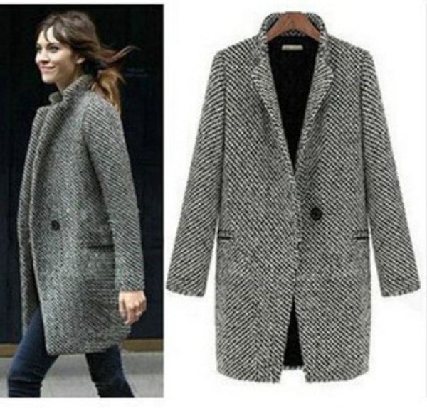 2019 autumn women's houndstooth plaid coat new fashion long woolen coat slim type female winter wool jackets female outwear, Black
2019 autumn women's houndstooth plaid coat new fashion long woolen coat slim type female winter wool jackets female outwear, Black