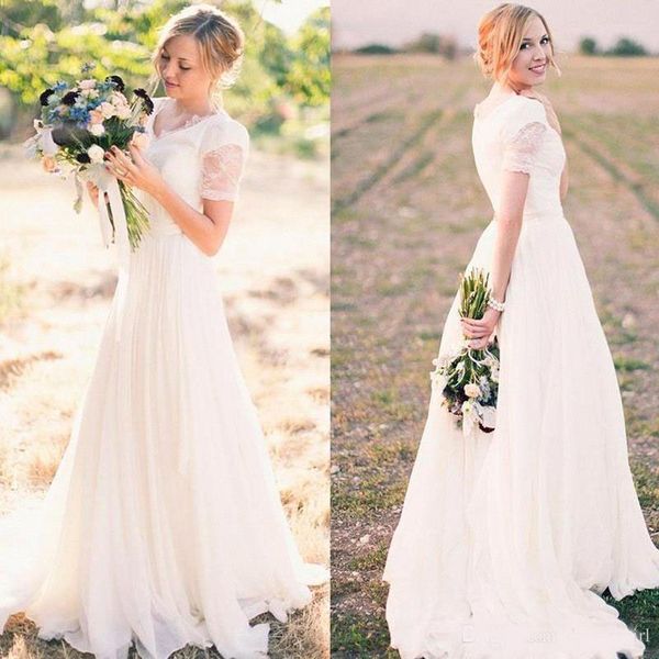 vintage short sleeve a line lace wedding dresses v neck lace appliques tulle bridal gown garden wedding vestido de novia, White
vintage short sleeve a line lace wedding dresses v neck lace appliques tulle bridal gown garden wedding vestido de novia, White