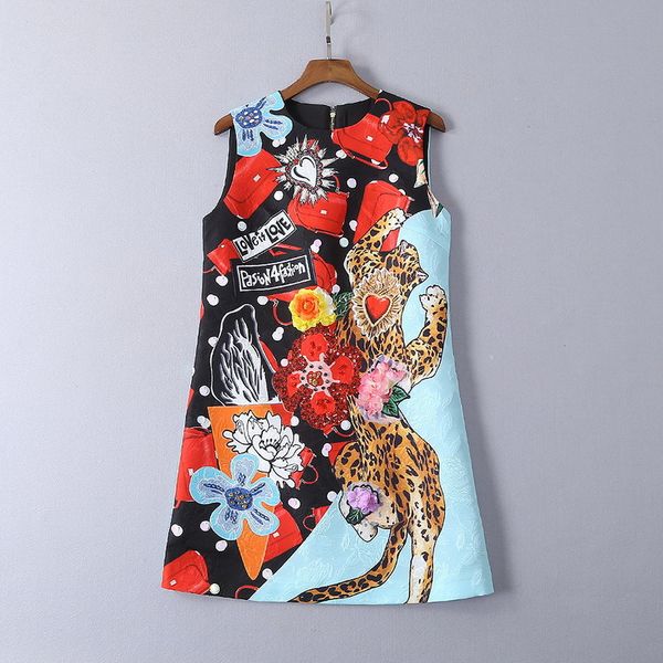 european and american women's fashion 2019 spring new style sleeveless leopard print jacquard sequined dress, Black;gray
european and american women's fashion 2019 spring new style sleeveless leopard print jacquard sequined dress, Black;gray