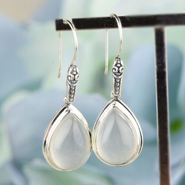 925 earrings sterling silver natural stone chalcedony hook drop earring for women christmas jewelry oorringen, Golden;silver
925 earrings sterling silver natural stone chalcedony hook drop earring for women christmas jewelry oorringen, Golden;silver
