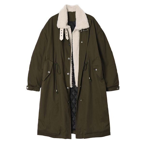 army green lambswool cotton-padded coat long sleeve loose fit women parkas fashion tide new autumn winter 2019 1m447, Black
army green lambswool cotton-padded coat long sleeve loose fit women parkas fashion tide new autumn winter 2019 1m447, Black