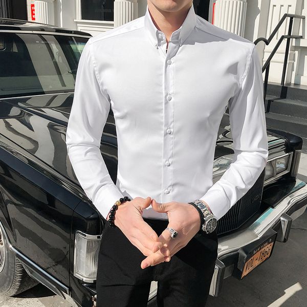 mens dress shirts fashion 2020 new long sleeve men casual shirt slim fit gentlemen business formal wear blouse men, White;black
mens dress shirts fashion 2020 new long sleeve men casual shirt slim fit gentlemen business formal wear blouse men, White;black
