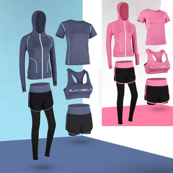 2-5pcs women 5piece yoga set gym fitness clothes sport tshirt running long pants tight jogging workout yoga leggings sport suit, Black;blue
2-5pcs women 5piece yoga set gym fitness clothes sport tshirt running long pants tight jogging workout yoga leggings sport suit, Black;blue